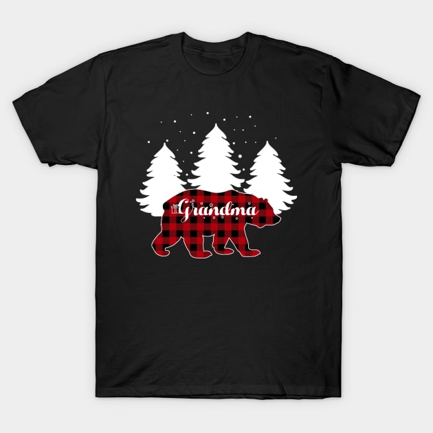 Buffalo Red Plaid Grandma Bear Matching Family Christmas T-Shirt by Kagina